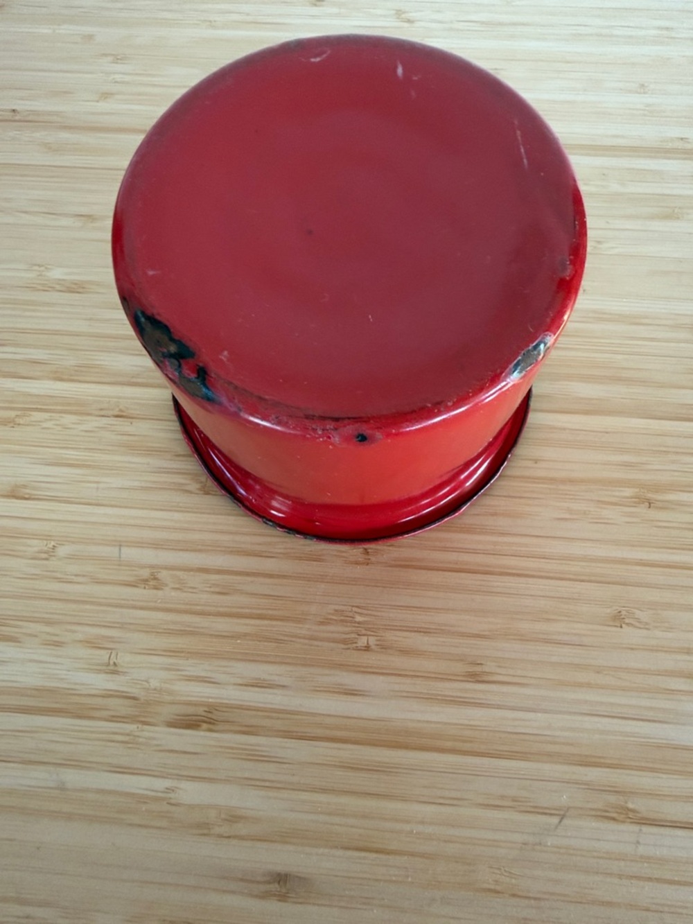 Vintage Red Enamelware Saucepan / Small Pot Rustic w/Spout Farmhouse - Picture 7 of 11